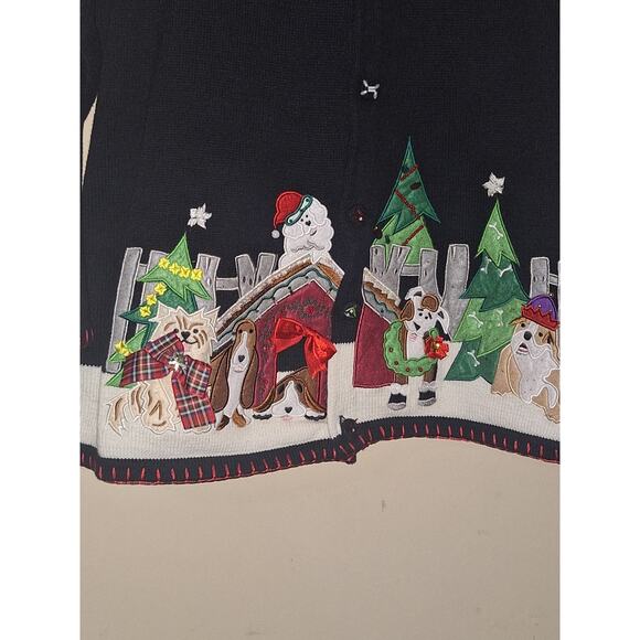 The Quaker Factory Women's Size 2X Christmas Dog Embroidered Christmas Sweater - Picture 3 of 8